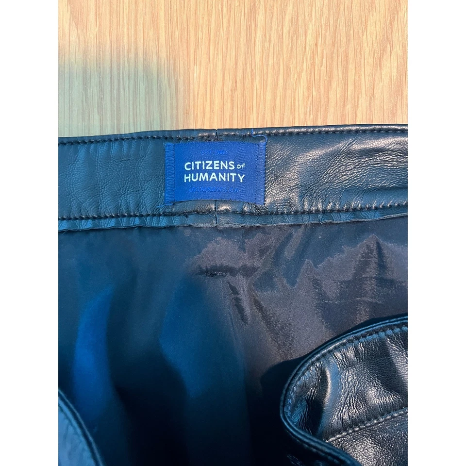 Falda midi Citizens of Humanity negra de imitación de cuero para mujer talla 31 línea A Foto 4 de 4