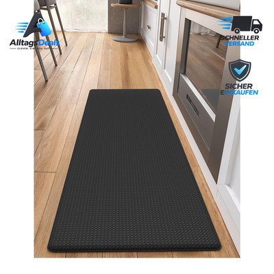 Küchenläufer 44x150cm Rutschfest PVC Wasserfest Ölbeständig Gummirücken Schwarz
