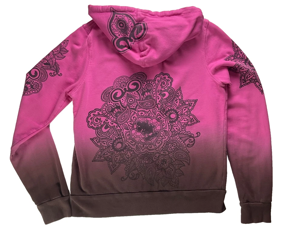Moletom com capuz Disneyland rosa marrom ombré Mickey Mouse grande paisley mandala - Imagem 2 de 4