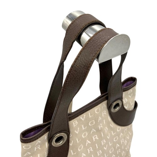 BVLGARI Handbag Logo Mania Brown Authentic - Picture 7 of 11