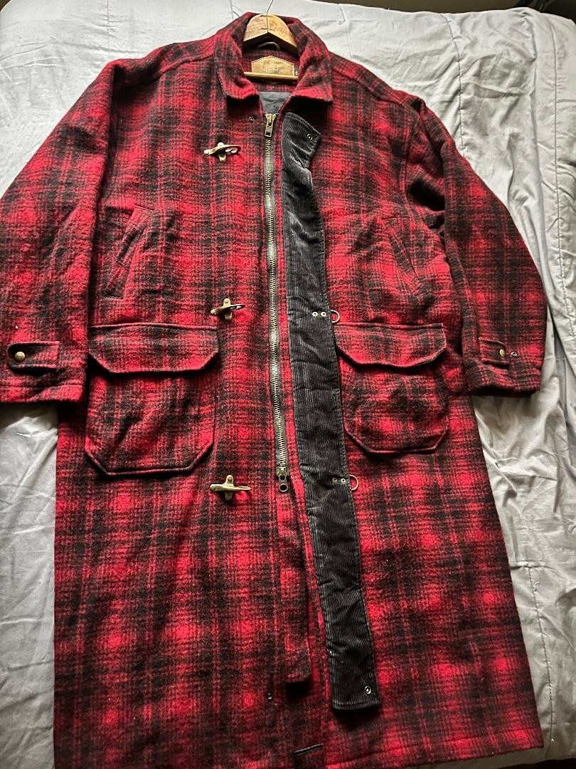 Vintage Woolrich long plaid firefighter hook trench coat 2XL image 4