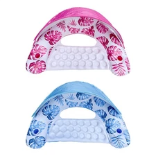 Inflatable Pool Float Bed Sunshade Pool Hammock Lounge Chair With Cup Holder