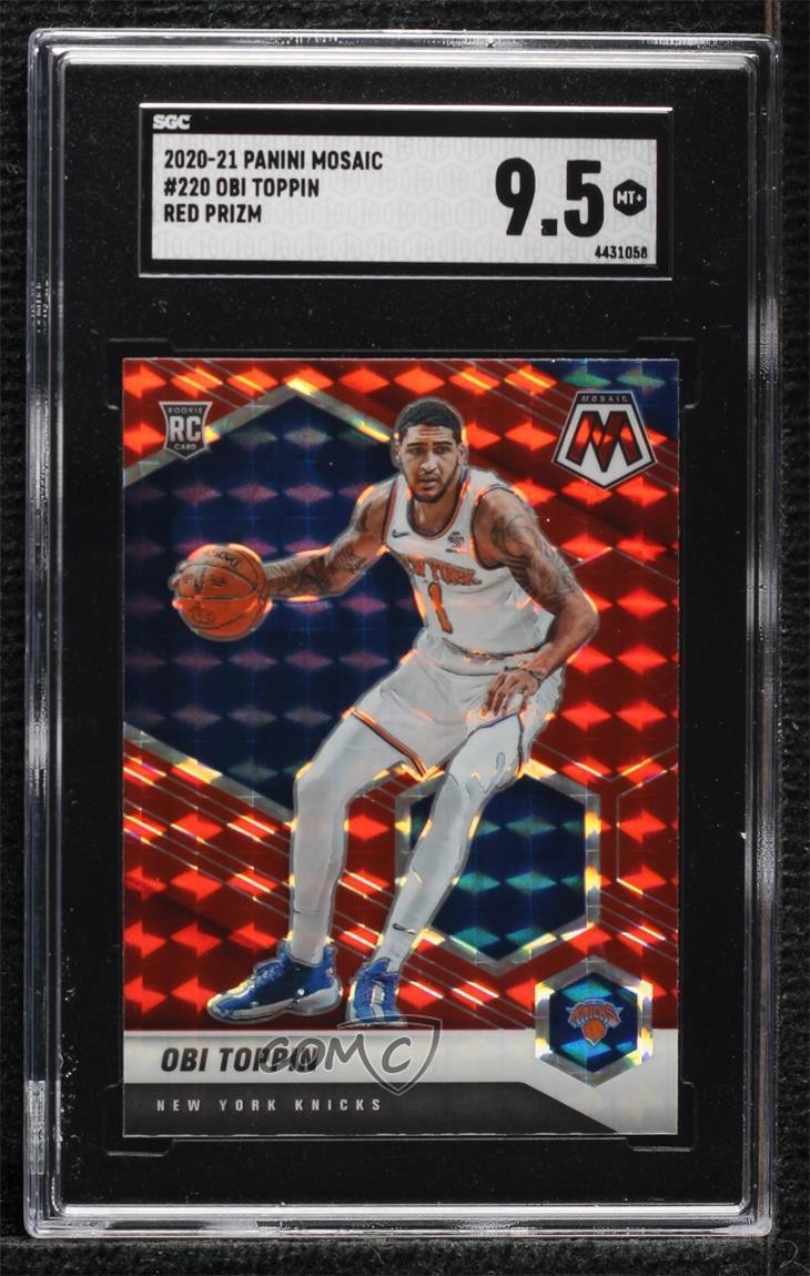 2020-21 Panini Mosaic Red Prizm Obi Toppin #220 SGC 9.5 Mint+ Rookie RC
