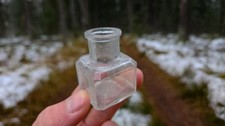 WWI ORIGINAL GERMAN SOLDIER'S INK BOTTLE  CLEAR GLASS from CHRISTMAS BATTLES