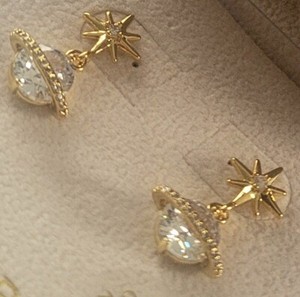 Authentic Beautiful Saturn Twin kle Gold Plated Earrings