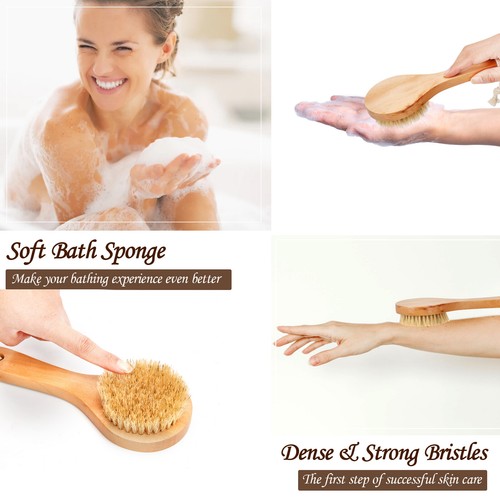 Dry Brushing Body Brush Wood Shower Bath Back Brush Skin Massage Scrubber Spa - Picture 5 of 7