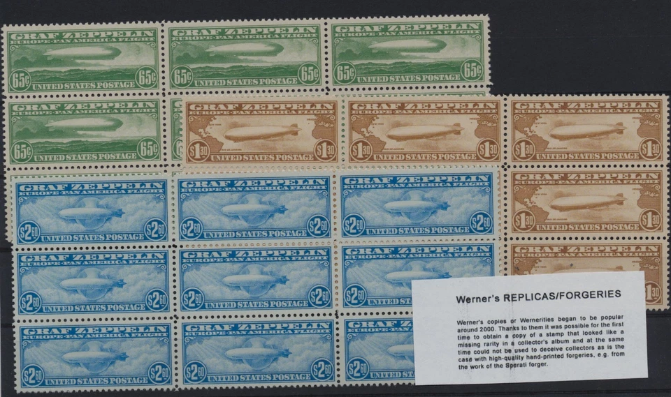 FORGERY - Werner's FORGERY/REPLICA - 1930 Graf Zeppelins , Sc C13-C15 - Image 1 of 1