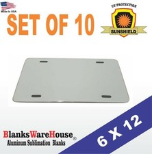 10 pcs, ALUMINUM LICENSE PLATE SUBLIMATION BLANKS 6" x 12" dye sub, car tag