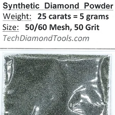 TechDiamondTools Diamond Powder 50 Grit 300-250 Microns, 25 Carats = 5 Grams