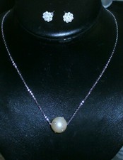 SCHMUCK Set * Halskette + Ohrstecker * große Perle mit Kristallen * NEU & OVP