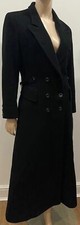 Barbara Bui Black 100% Wool Double Breasted Long Length Lined Winter Coat S