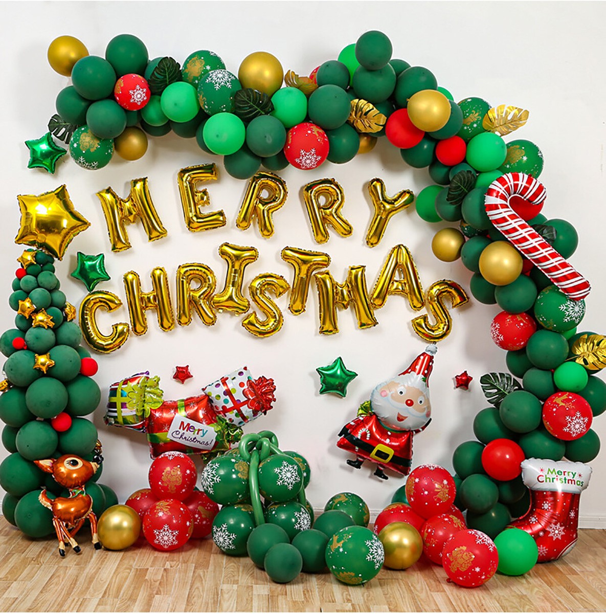 XMas Balloons Kit Banner Merry Christmas Latex Balloon Arch Wall