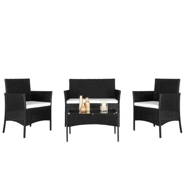 Palm Springs Outdoor 5 Pc Furniture Wicker Patio Set W Chairs Table Cushions For Sale Online Ebay