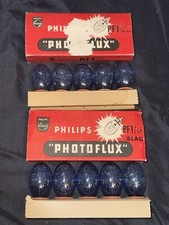  2 Vintage box of 5 Philips PF1/ Photoflux Blue Blau Flash Bulbs