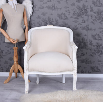 Baroque Fauteuil France Shabby Chic Bergere Banc Crème Blanc Baroque Chaise | eBay