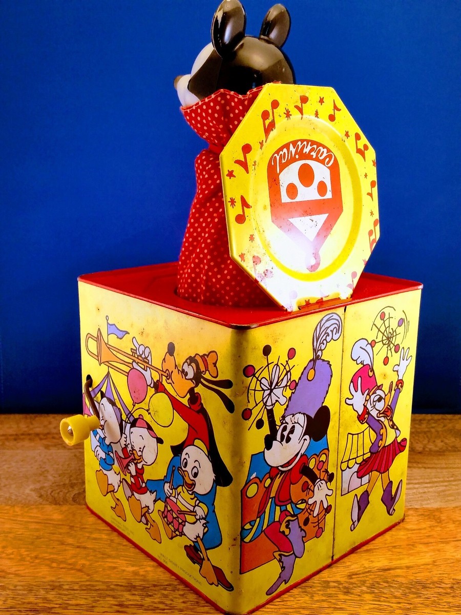 Disney Carnival Toys Mickey Mouse Jack In The Box Vintage Toy Metal Walt Disney