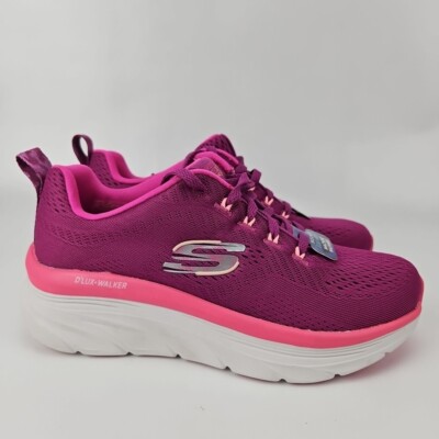 Skechers Relaxed Fit D'Lux Walker Shoes  Womens 5 Pink Fresh Finesse Plum