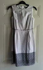 Brooks Brothers Women Striped Sleeveless Dress Floral Eyelet Bottom Size 4