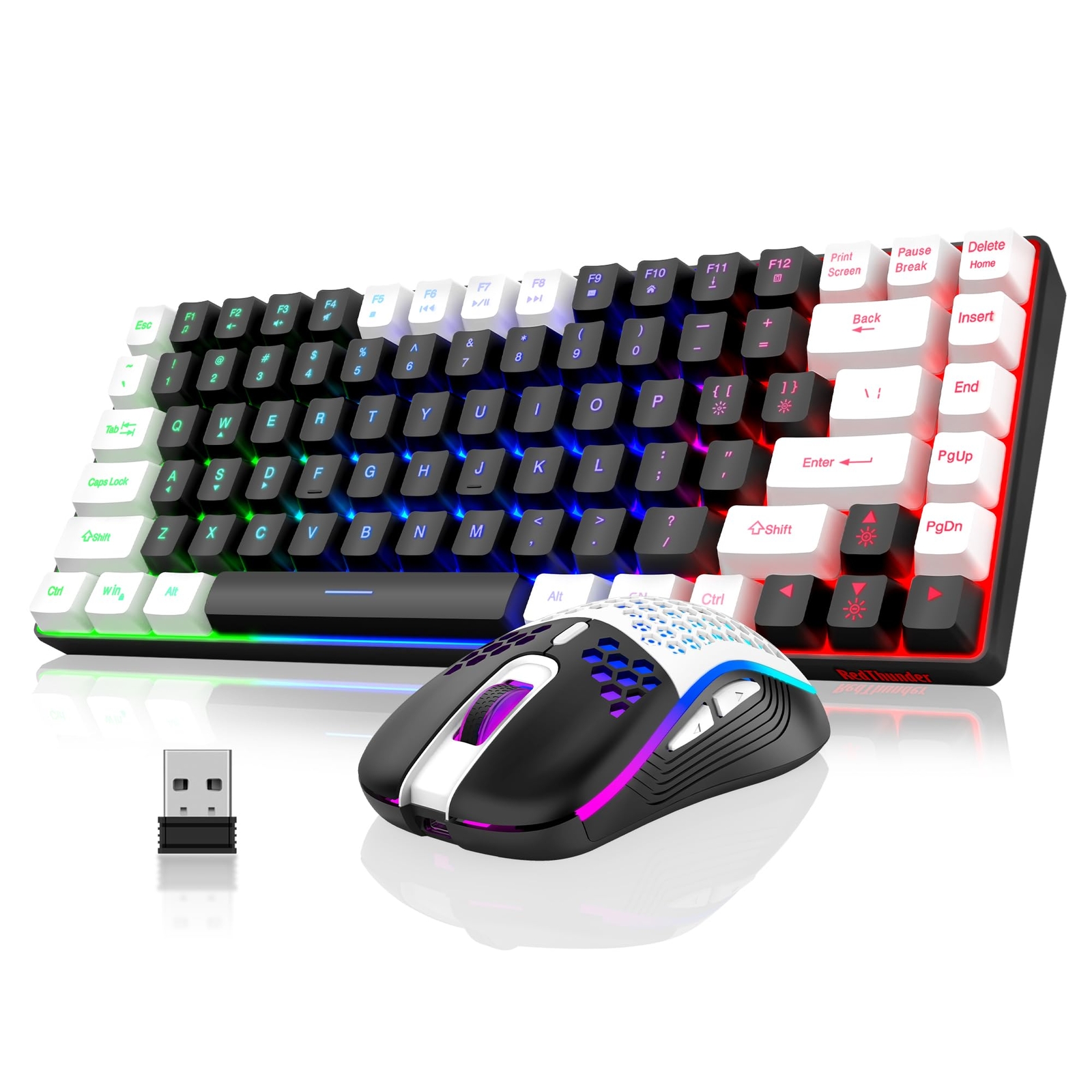K84 Wireless Keyboard and Mouse Combo, Rainbow Backlit Rechargeable Battery, ...