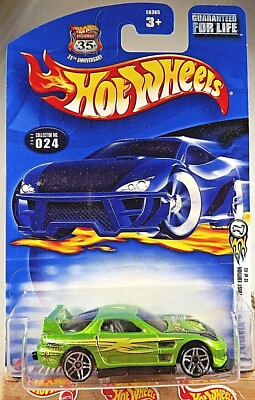 2003 Hot Wheels #24 First Editions 12/42 24/SEVEN Green w/Chrome Pr5 Spokes