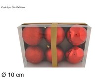 Serie Set 6 Pezzi Palle Palline Albero Di Natale Rosso 10cm Addobbi dfh