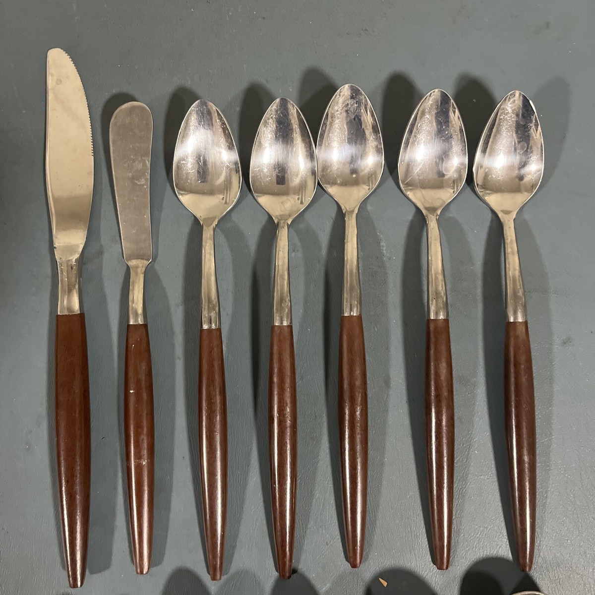 【ヴィンテージ】American Tempo ステンレススプーン Vintage American Tempo Flatware Faux Wood Handle 12 Piece Lot | eBay