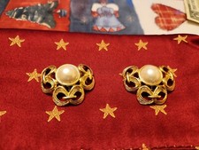 Vintage SG D'or Shoe Clips Pearl with gold tone