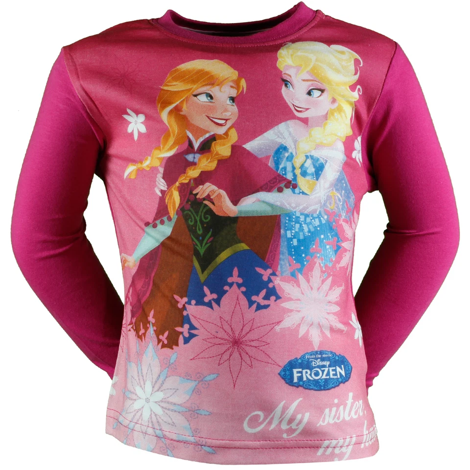 T SHIRT MANCHES LONGUES ENFANT DISNEY REINES DES NEIGES FUSHIA - Photo 1/1