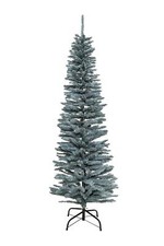 Christmas Tree Slim Pencil  Frosty Green Artificial Bushy Pine XMAS Decor 7FT UK