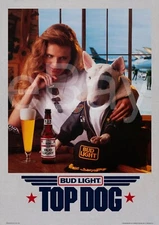 BUD LIGHT SPUDS MACKENZIE 1990 17 x 24 "TOP DOG" Commercial Store Poster Reprint