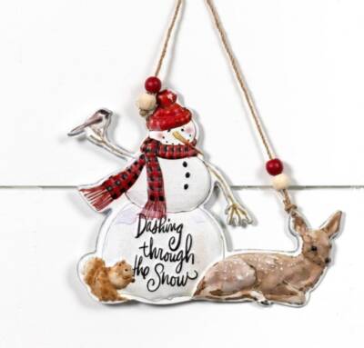 WHOLESALE Lg. 10  Farmhouse Christmas Snowman Rustic Metal Sign Hanger