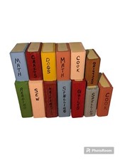 Minature Individual Wooden Books Lot 13 pcs  Craft Dollhouse 3 Sizes.