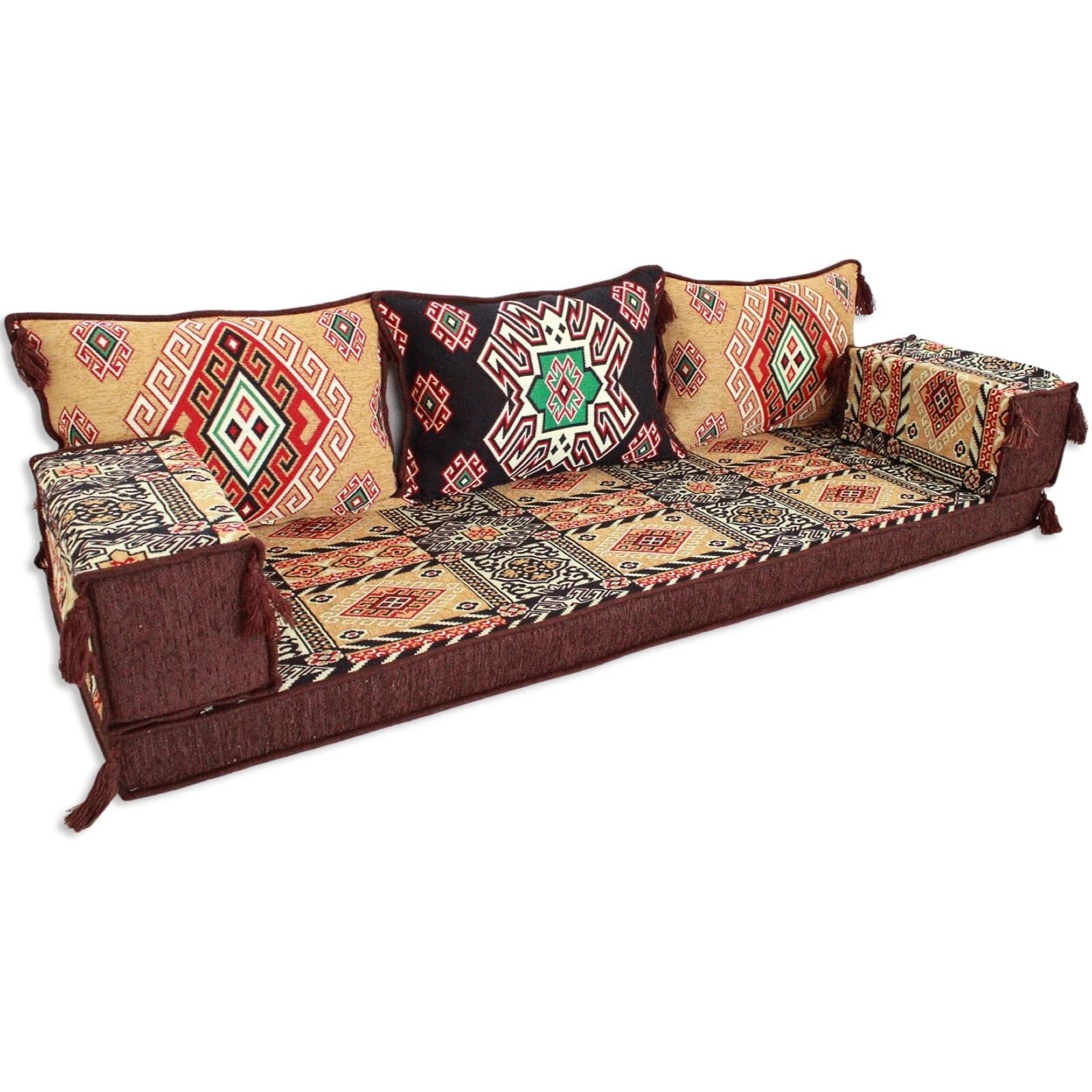 Arabic MAJLIS Sofa Set | Three Seater Floor Sofa | Bohemian Style Large Cushions