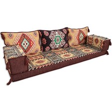 Arabic MAJLIS Sofa Set | Three Seater Floor Sofa | Bohemian Style Large Cushions