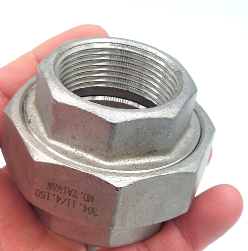 1-1/4" 150 Stainless Steel 304 Hex Union Threaded (NPT) Pipe Fitting FxF NEW - Picture 3 of 7