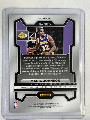 2023-24 Panini Prizm #185 Magic Johnson Prizms Red White and Blue