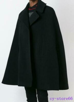 Men's Wool Blend Trench Overcoat Cloak Cape Lapel Jackets Fashion Casual