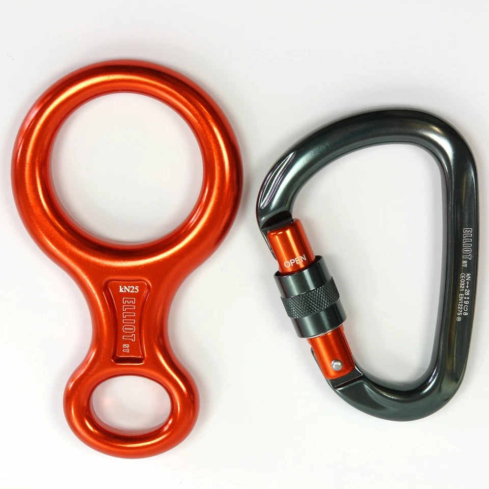 Elliot Set Abseilachter + HMS Karabiner 28kN / Abseilacht + Schraubkarabiner