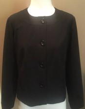 Chico  s Size 1 Small Black Collarless Luxe Jacket Blazer W Long Sleeves  Lining