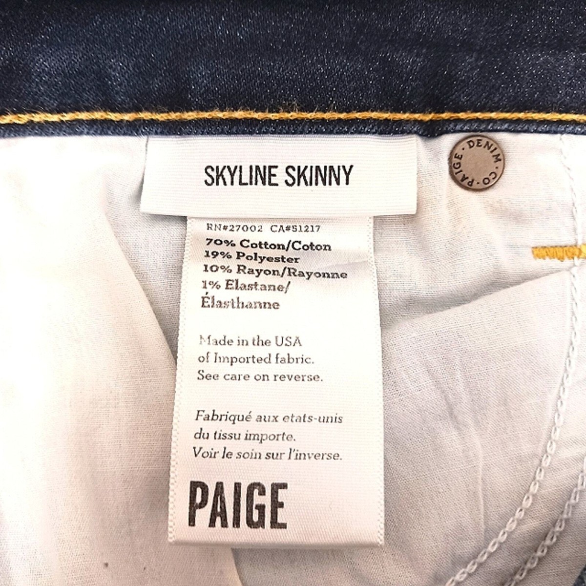 PAIGE Jeans Women's Size 27 DARK BLUE Skyline Skinny Denim Stretch