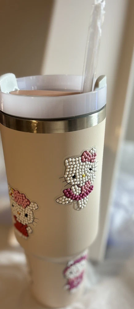 Tumbler 40 oz With Finished Hello Kitty Inspired Diamond Art Stickers
