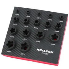 Neilsen External Star Plus Sockets 6mm - 32mm Socket Set 16pc 1/4" 3/8" 1/2"