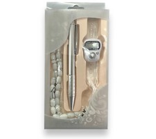 Islamic Tasbih Finger Counter Muslim Sibha 33 Beads Pen 3 Piece Gift Set - White