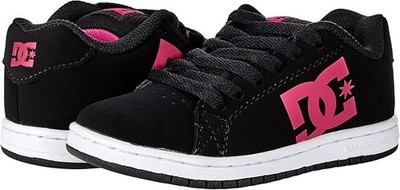 DC Kids Gaveler Casual Low Top Boys Skate Shoes Youth Sneakers Black/Pink, US 3