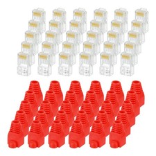 100pcs Cat6 RJ45 Pass Through Connectors with 100pcs Blue Strain Relief Boots