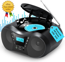 Boombox Portable CD Players for Home with Bluetooth, Boom Box CD Player FM Radio