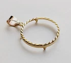 14k SOLID YELLOW GOLD DIAMOND CUT BEZEL FOR I/4 LIBERTY GOLD COIN & NICE BAIL