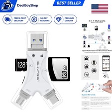 4-in-1 SD Card Reader for iPhone, iPad, Android - Portable Versatile Solution