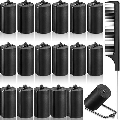 Syhood 18 Pcs Satin Rollers for Black Hair Foam 1.42 Inch (Pack of 18),