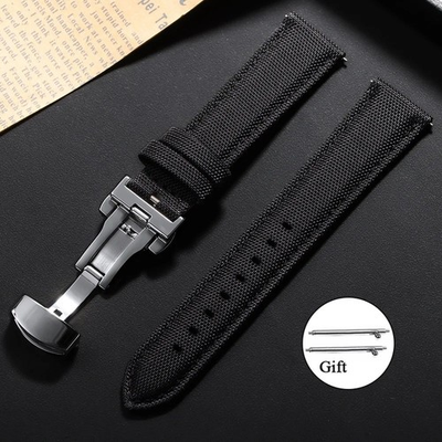 #ad Sailcloth Watch Strap 20Mm 22Mm for Omega for Seiko Business Nylon Butterfly Buc $11.39